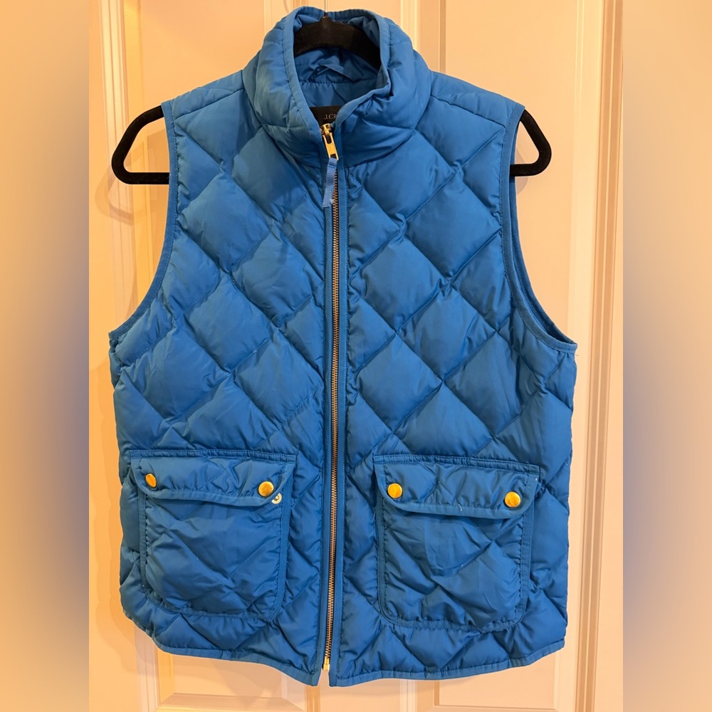 J. Crew quilted down royal blue vest. Size medium.